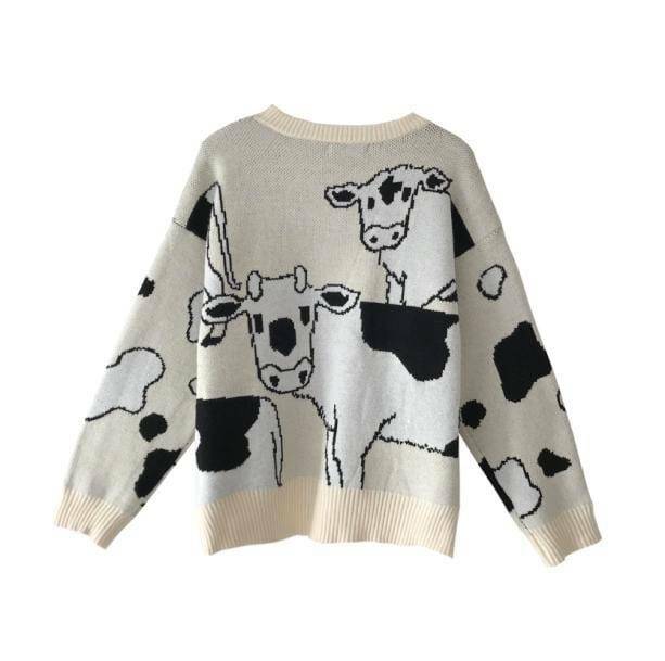 Trendy Y2K Grunge Lazy Cow Sweater for Retro Summer Outfits