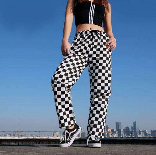 Trendy Y2K High Waist Black & White Pants for Retro Summer Vibes