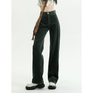 Trendy Y2K High Waist Corduroy Pants for Retro Summer Outfits