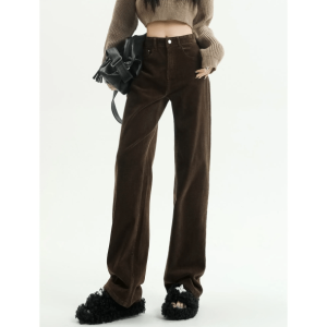 Trendy Y2K High Waist Corduroy Pants for Retro Summer Outfits