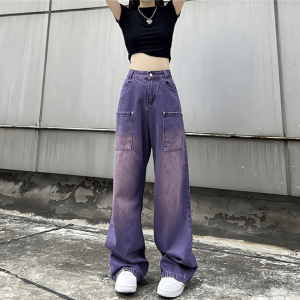 Trendy Y2K Purple Loose Jeans for Effortless Summer Style