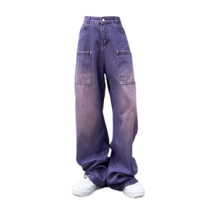 Trendy Y2K Purple Loose Jeans for Effortless Summer Style