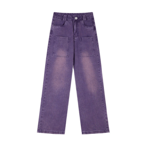 Trendy Y2K Purple Loose Jeans for Effortless Summer Style