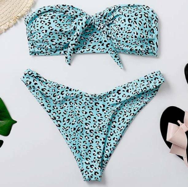 Turquoise Leopard Print Y2K Swimsuit for Summer Beach Vibes