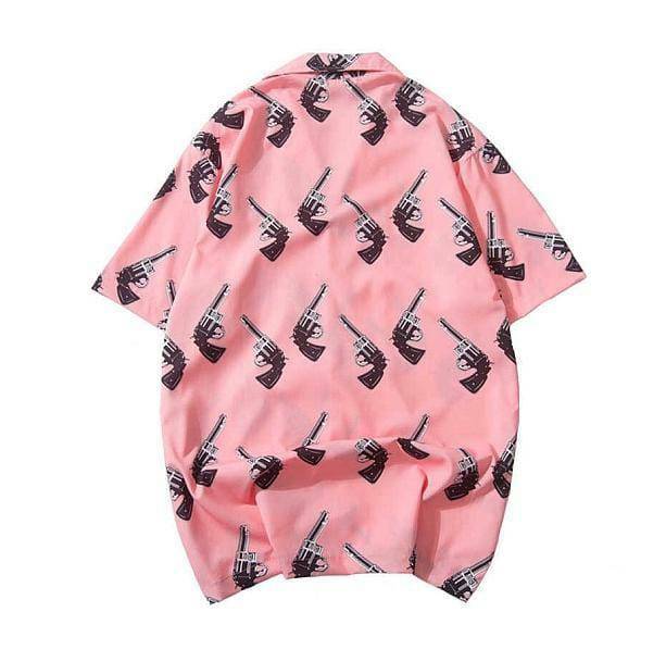 Vaporwave Aesthetic Pink Gun Tee - Y2K Grunge Summer Outfit Essential