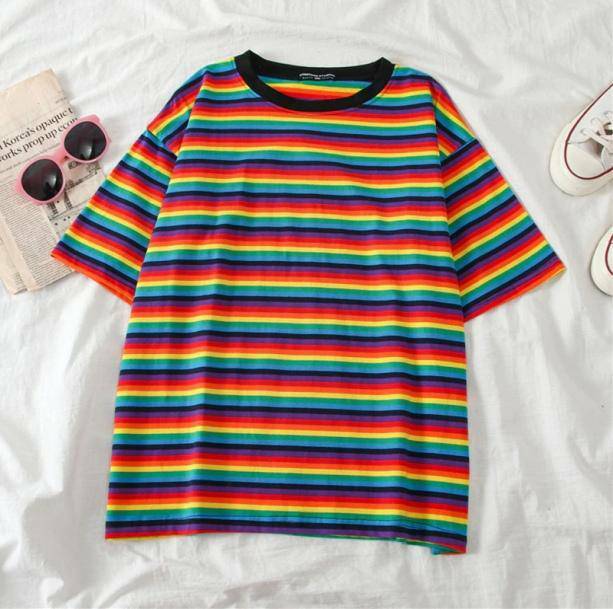 Vibrant Y2K Striped Top for Retro Summer Outfits and Grunge Vibes