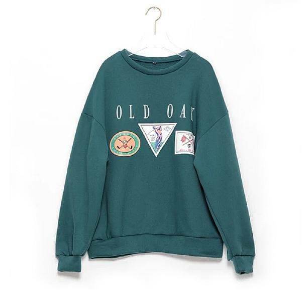 Vintage Forest Green Y2K Sweatshirt - Retro 90s Grunge Style Top