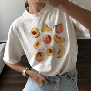 Vintage Peaches Y2K Graphic Tee - Retro 90s Summer Outfit Essential