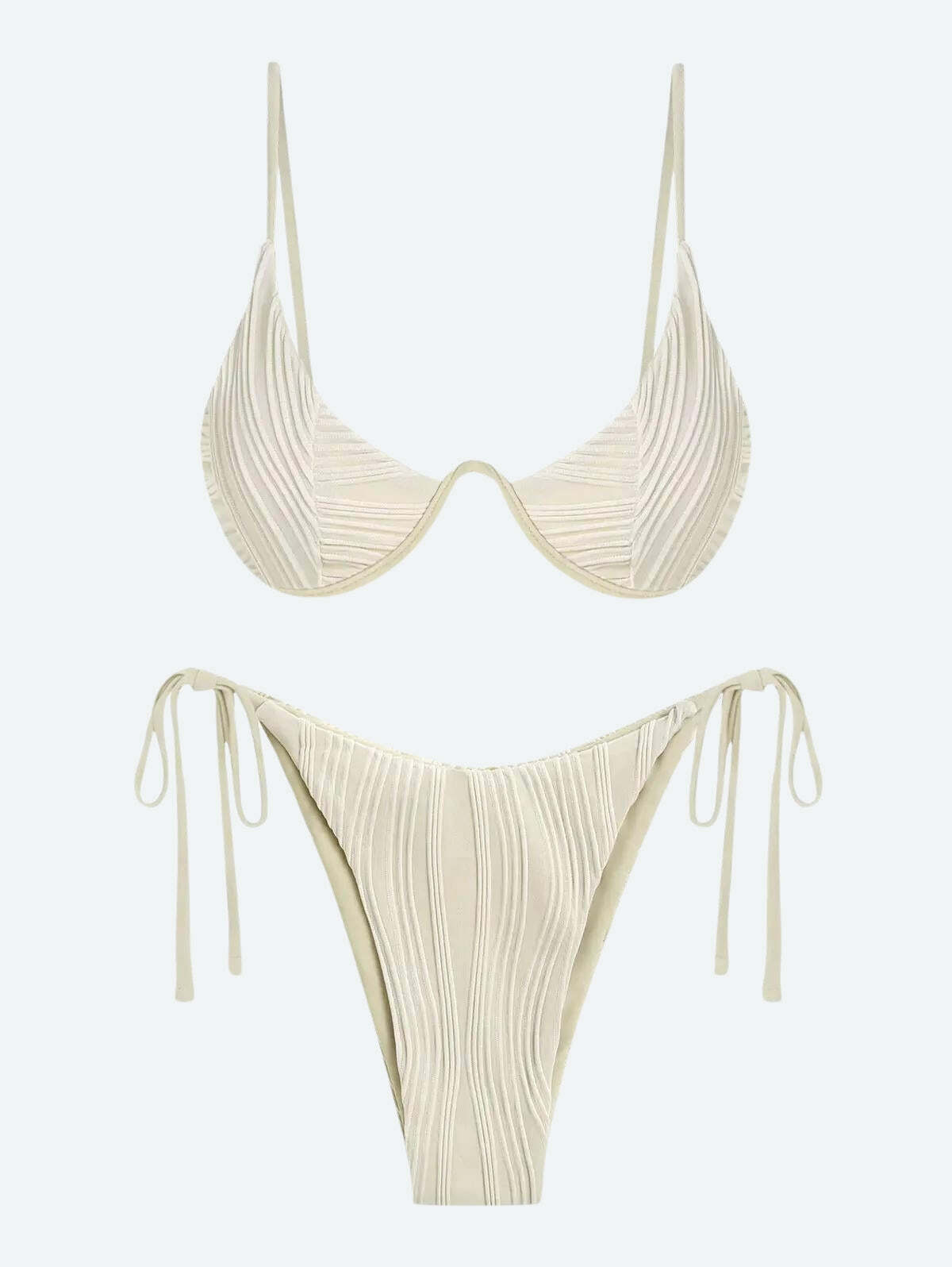 Wavy Striped Y2K Bikini Set for Trendy Summer Beach Outfits