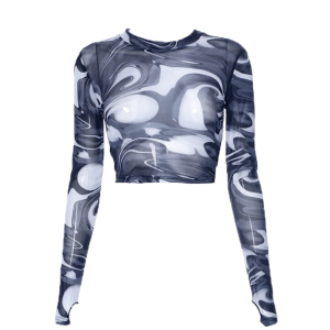 Wavy Y2K Long Sleeve Top - Trendy 90s Inspired Summer Fashion Piece