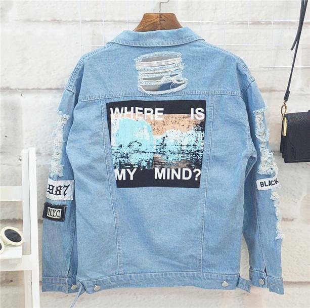 Where Is My Mind Y2K Jean Jacket - Retro Grunge Style for Summer