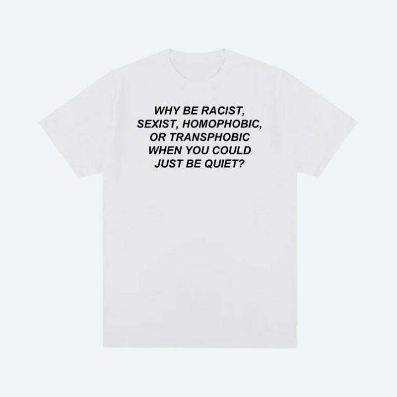 Why Be Racist Y2K Baby Tee - Retro 90s Grunge Summer Outfit