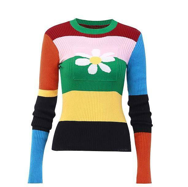 Y2K 90s Daisy Sweater - Retro Floral Knit for Summer Vibes