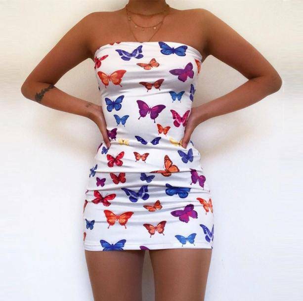 Y2K Aesthetic Butterfly Mini Dress for Summer Parties and Festivals