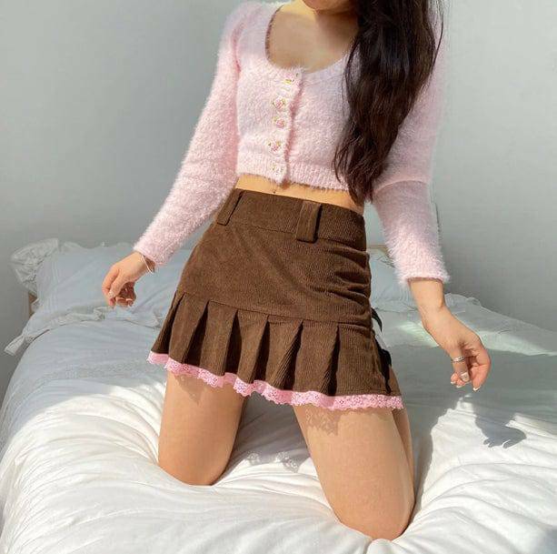 Y2K Aesthetic Corduroy Skirt: Retro 90s Fashion for Summer Outfits