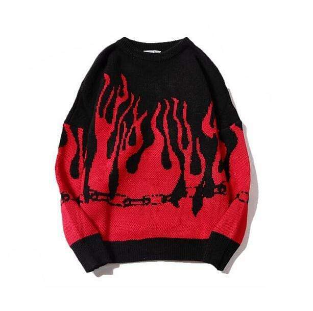 Y2K Aesthetic Flame Sweater - Retro 90s Grunge Style for Summer Vibes