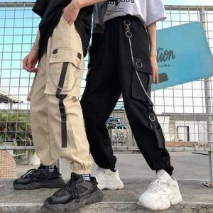 Y2K Aesthetic Pants with Chain for Trendy Summer Outfits