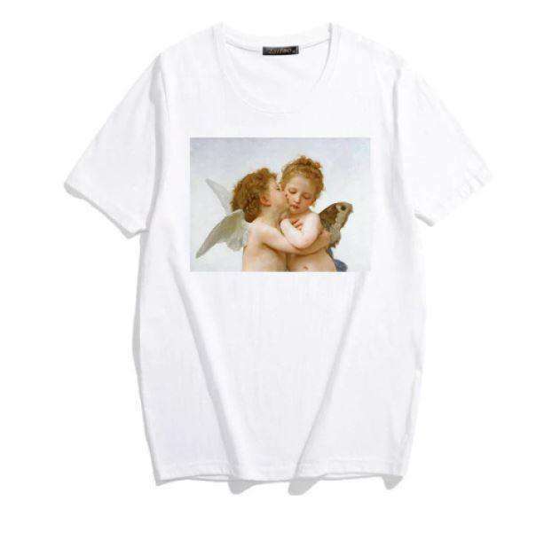 Y2K Angel Kiss Graphic Tee - Retro 90s Summer Outfit Essential