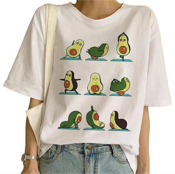 Y2K Avocado Yoga T-Shirt: Trendy Summer Outfit for Retro Vibes