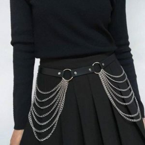 Y2K Belt with Waist Chain for Trendy Summer Outfits and Grunge Styles