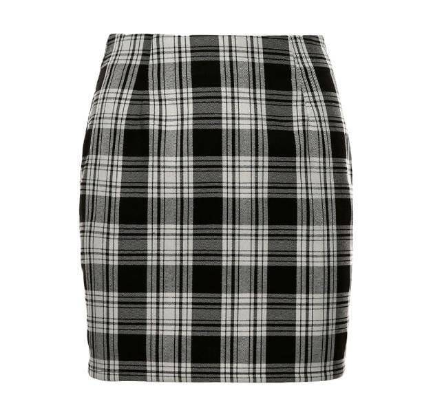 Y2K Black and White Plaid Mini Skirt for Retro Summer Outfits