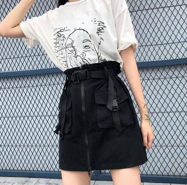 Y2K Black Cargo Skirt: Trendy Grunge Outfit for Summer Vibes