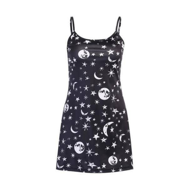 Y2K Black Moon Dress: Retro Grunge Style for Summer Parties