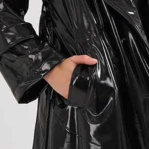 Y2K Black Trench Coat: Retro Grunge Style for Y2K Fashion Lovers