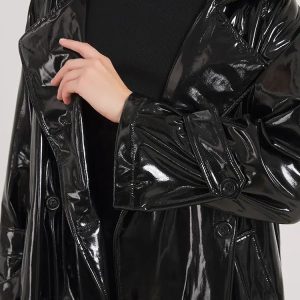 Y2K Black Trench Coat: Retro Grunge Style for Y2K Fashion Lovers