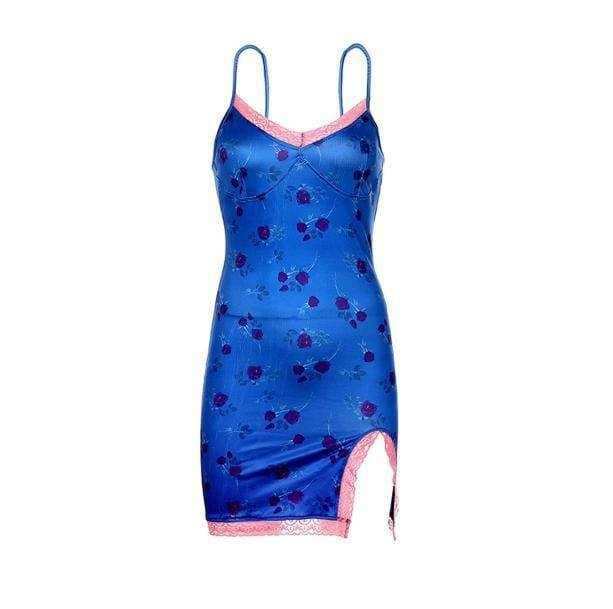 Y2K Blue Chic Dress - Retro Summer Outfit for Trendy Women