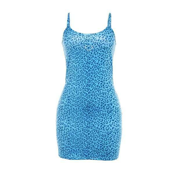 Y2K Blue Leopard Dress: Trendy Summer Outfit for Retro Vibes