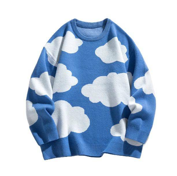 Y2K Blue Sky Sweater: Retro-Inspired Grunge Top for Summer Vibes