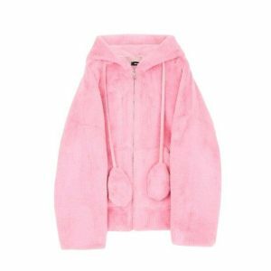 Y2K Bunny Ears Jacket - Retro Grunge Style for Y2K Summer Outfits