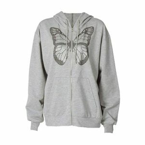 Y2K Butterfly Hoodie: Trendy Grunge Style for Summer Outfits