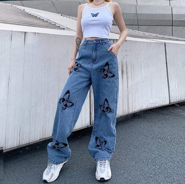 Y2K Butterfly Pants: Retro 90s Grunge Style for Summer Outfits