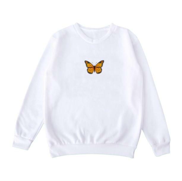 Y2K Butterfly White Sweatshirt - Retro Grunge Style for Summer Outfits