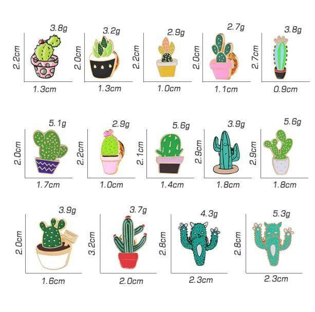 Y2K Cactus Collection Pins: Retro Summer Accessories for Trendy Outfits