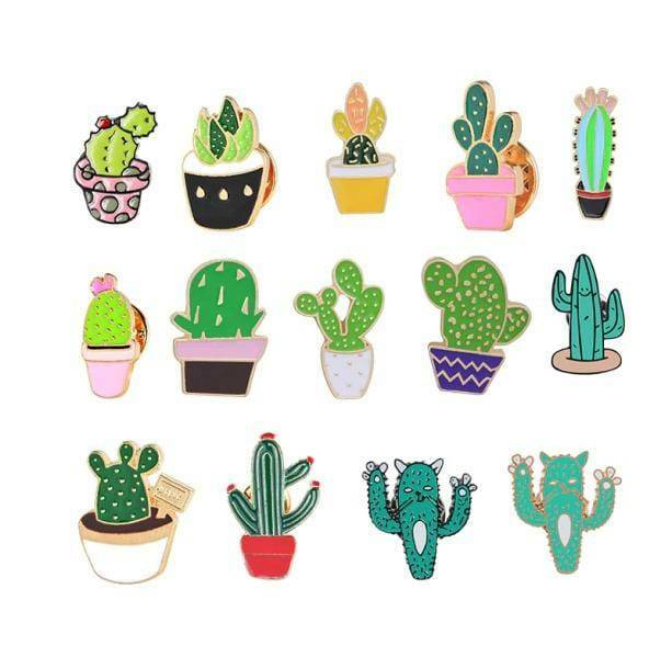 Y2K Cactus Collection Pins: Retro Summer Accessories for Trendy Outfits