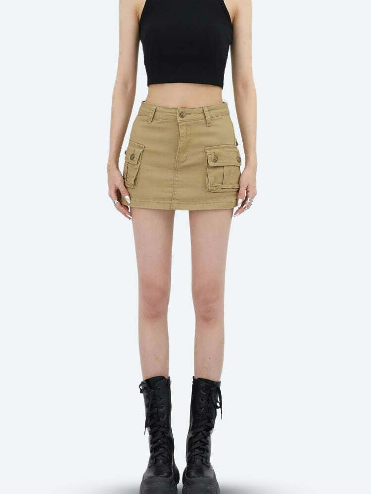 Y2K Cargo Denim Mini Skirt: Trendy 90s Fashion for Summer Outfits