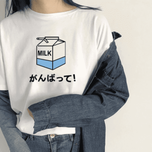 Y2K Cartoon Milk Tee: Retro 90s Style for Summer Outfits & Grunge Vibes