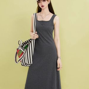 Y2K Casual Button-Up Midi Dress for Effortless Summer Style