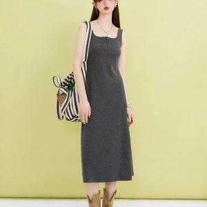 Y2K Casual Button-Up Midi Dress for Effortless Summer Style