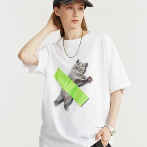 Y2K Cat Graphic Tee: Retro 90s Style for Summer Outfits & Grunge Vibes