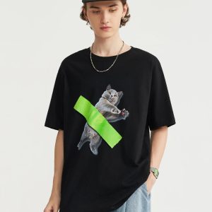 Y2K Cat Graphic Tee: Retro 90s Style for Summer Outfits & Grunge Vibes