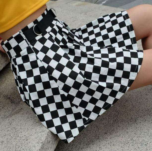 Y2K Checkerboard Skirt: Retro Grunge Outfit for Summer Vibes