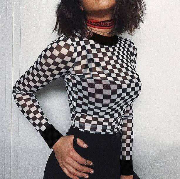 Y2K Checkerboard Top: Retro Grunge Style for Summer Outfits