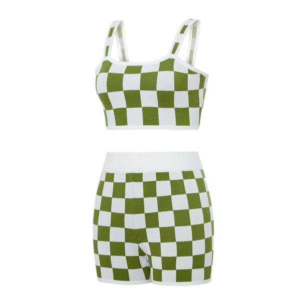 Y2K Checkered Shorts & Top: Trendy Summer Outfit for Y2K Vibes