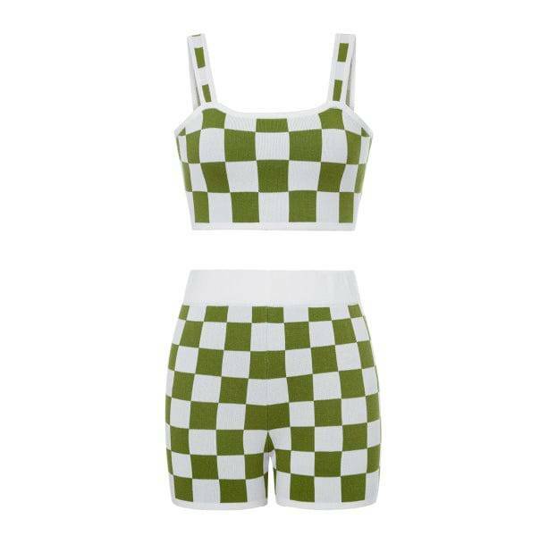 Y2K Checkered Shorts & Top: Trendy Summer Outfit for Y2K Vibes