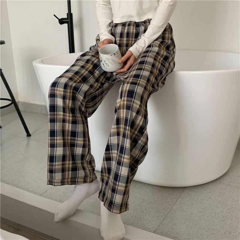 Y2K Checkered Sweatpants with Elasticated Waist for Retro Summer Vibes