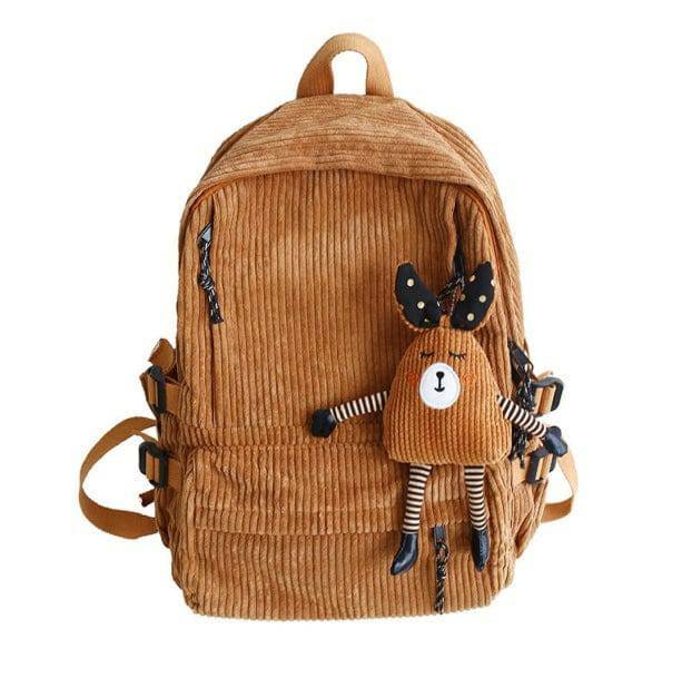 Y2K Classic Corduroy Backpack for Retro Style and 90s Fashion Vibes